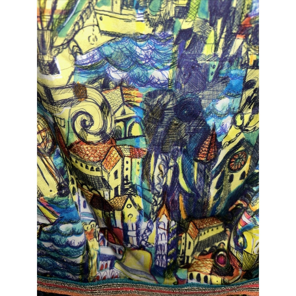 Anthropologie Weston Womens Sz S Peplum Top Illustrated Cityscape Sleeveless Art - Picture 3 of 7
